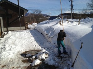 除雪機の目印用の竹棒立て3